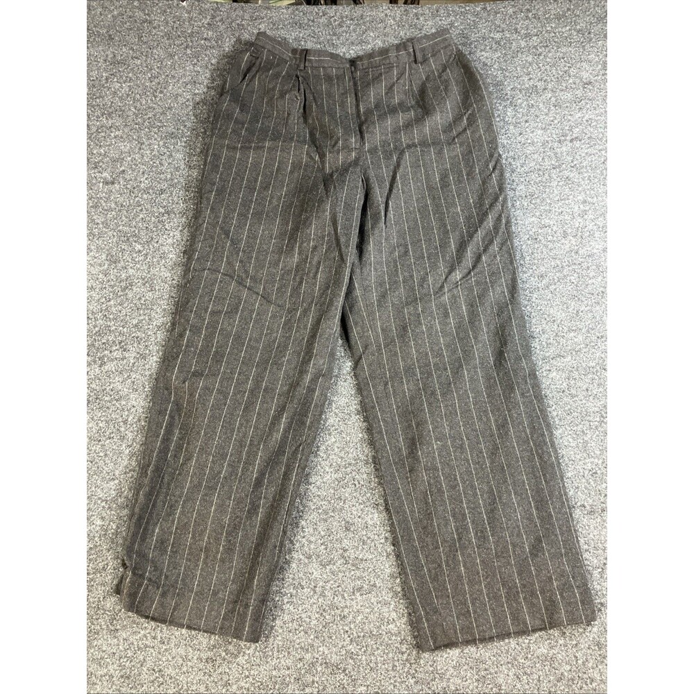 Lauren Ralph Lauren Pants Womens 10 100% Worsted Wool Pinstripe Gray Wide Leg